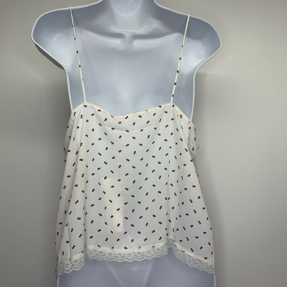 Lush Camisole Size Large Cream Button Front Lace - Picture 6 of 8